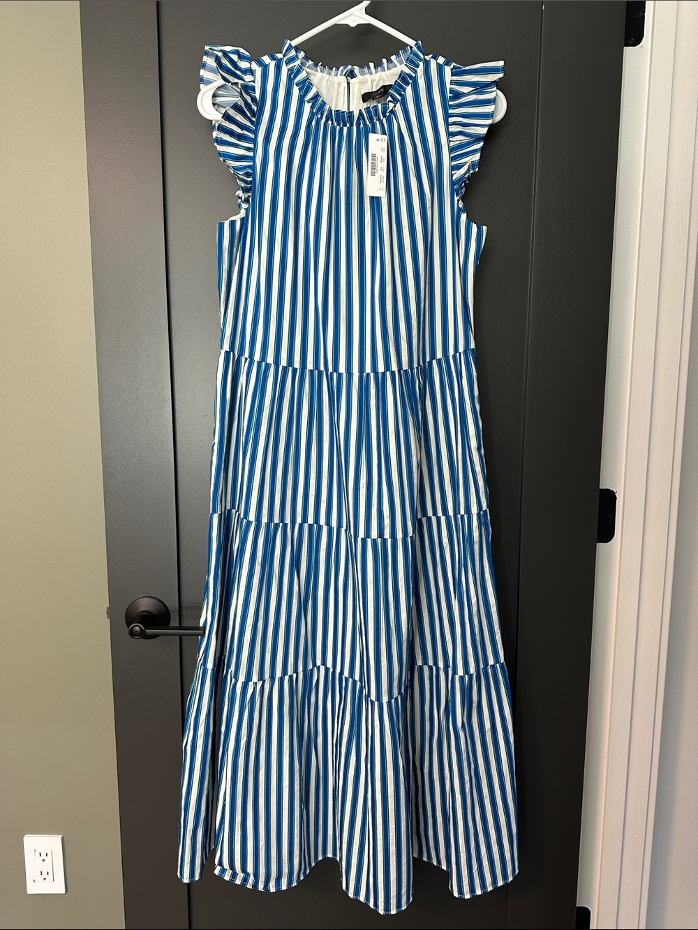 J.Crew Tiered Cotton Dobby Dress in Cape Stripe